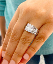 Load image into Gallery viewer, BEAUTIFUL 6.50CT Women's 14k solid heavy white gold cushion cut moissanite and natural round cut diamond engagement ring Wedding