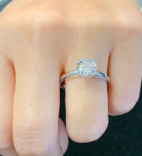 Load image into Gallery viewer, Cathedral Four Prong Setting Solitaire 14K Solid White Gold Round Cut Natural Diamond Engagement Ring 0.70ct