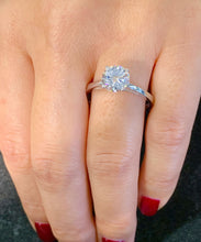 Load image into Gallery viewer, GIA/IGI Certified Cathedral Four Prong Setting Solitaire 14K Solid White Gold Round Cut Diamond Engagement Ring 1.00ct F-VS2