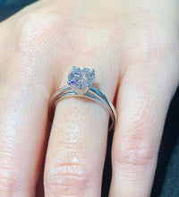 Load image into Gallery viewer, Cathedral Four Prong Setting Solitaire 14K Solid White Gold Round Cut Natural Diamond Engagement Ring 0.70ct