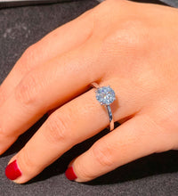 Load image into Gallery viewer, GIA/IGI Certified Cathedral Four Prong Setting Solitaire 14K Solid White Gold Round Cut Diamond Engagement Ring 1.00ct F-VS2