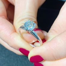 Load image into Gallery viewer, GIA/IGI Certified Cathedral Four Prong Setting Solitaire 14K Solid White Gold Round Cut Diamond Engagement Ring 1.00ct F-VS2