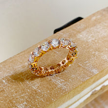 Load image into Gallery viewer, 14k Solid Rose gold round cut moissanite eternity band anniversary prong set, bridal, gift, ring, wedding, anniversry 5.00ctw