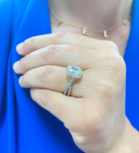 Load image into Gallery viewer, GIA/IGI Certified Elegant 14k solid yellow gold cushion cut and round natural diamond engagement ring Bridal Halo 2.25ct F-VS2