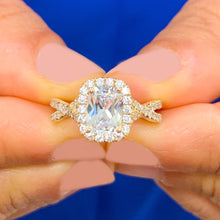 Load image into Gallery viewer, GIA/IGI Certified 14k Solid Yellow Gold Cushion Cut And Round Diamond Engagement Ring Bridal Halo 2.25ct F-VS2