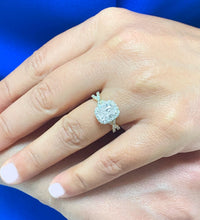 Load image into Gallery viewer, GIA/IGI Certified Elegant 14k solid yellow gold cushion cut and round natural diamond engagement ring Bridal Halo 2.25ct F-VS2
