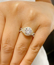 Load image into Gallery viewer, Beautiful 2.00 Carat Women's 14k solid white and yellow gold round cut forever one moissanite and natural round cut diamond engagement ring