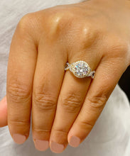 Load image into Gallery viewer, Beautiful 2.00 Carat Women's 14k solid white and yellow gold round cut moissanite and natural round cut diamond engagement ring