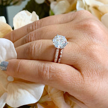 Load image into Gallery viewer, Beautiful 4.50 Carat Women's 14k solid rose gold round cut forever one moissanite and natural round cut diamond engagement ring and band