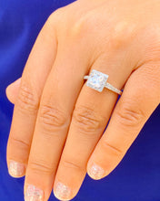 Load image into Gallery viewer, Beautiful 14k White Gold Princess Moissanite and Natural Round Cut Diamond Engagement Ring Halo Wedding Anniversary 1.70ctw