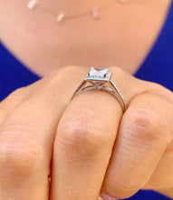 Load image into Gallery viewer, 14k White Gold Princess Forever One Moissanite and Round Cut Diamond Engagement Ring Halo Natural Diamonds Wedding Anniversary 1.70ctw