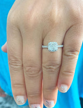 Load image into Gallery viewer, Women's 14k solid white gold cushion cut moissanite and natural round cut diamond engagement ring Bridal Wedding Halo 1.90ctw