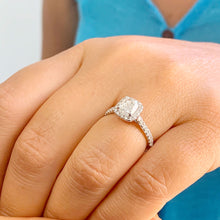 Load image into Gallery viewer, Women's Stunning 14k solid white gold cushion and Round cut diamond engagement ring halo natural diamonds 1.60ctw