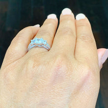 Load image into Gallery viewer, GIA/IGI Certified 14k White Gold Princess And Round Cut Diamond Engagement Ring Antique Wedding Bridal Anniversary 1.60ct F-VS2