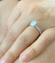 Load image into Gallery viewer, 14k white gold oval cut moissanite and Natural Diamond engagement ring art deco Wedding Bridal Anniversary 1.70ctw