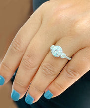 Load image into Gallery viewer, 14k Solid White Gold Round Cut Forever One Moissanite Engagement Ring Three Stone Style And Natural Diamonds 2.15ctw