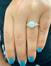 Load image into Gallery viewer, 14k Solid White Gold Round Cut Forever One Moissanite Engagement Ring Three Stone Style And Natural Diamonds 2.15ctw