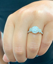 Load image into Gallery viewer, 14k Solid White Gold Round Cut Moissanite Engagement Ring Three Stone Style And Natural Diamonds 2.15ctw