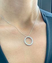 Load image into Gallery viewer, 14k white gold round cut diamond prong set necklace pendent and chain circle of love life bridal wedding anniversary gift natural 0.80ctw