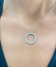 Load image into Gallery viewer, 14k white gold round cut diamond prong set necklace pendent and chain circle of love life bridal wedding anniversary gift natural 0.80ctw