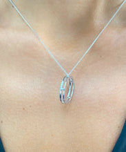 Load image into Gallery viewer, 14k white gold round cut diamond prong set necklace pendent and chain circle of love life bridal wedding anniversary gift natural 0.80ctw