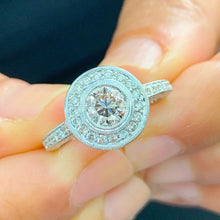 Load image into Gallery viewer, GIA/IGI Certified 14k White Gold Round Cut Natural Diamonds Engagement Ring And Two Bands Bezel Set Style Halo 1.60ctw F-VS2