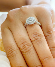 Load image into Gallery viewer, 14k Solid White Gold Round Forever One Moissanite And Diamond Engagement Ring And Bands Bezel Deco Bridal Wedding Halo 1.80ctW