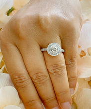 Load image into Gallery viewer, GIA/IGI Certified 14k White Gold Round Cut Natural Diamonds Engagement Ring And Two Bands Bezel Set Style Halo 1.60ctw F-VS2