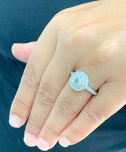 Load image into Gallery viewer, 14k white gold round cut natural diamonds engagement ring and two bands bezel set style wedding set, bridal set halo 1.20ctw