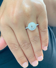 Load image into Gallery viewer, GIA/IGI Certified 14k White Gold Round Cut Natural Diamonds Engagement Ring And Two Bands Bezel Set Style Halo 1.60ctw F-VS2