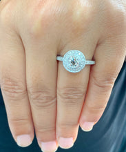 Load image into Gallery viewer, 14k Solid White Gold Round Forever One Moissanite And Diamond Engagement Ring And Bands Bezel Deco Bridal Wedding Halo 1.80ctW