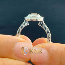 Load image into Gallery viewer, GIA/IGI Certified 14k White Gold Round Cut Natural Diamonds Engagement Ring And Two Bands Bezel Set Style Halo 1.60ctw F-VS2