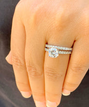 Load image into Gallery viewer, 14k White Gold Cushion Cut Moissanite and Diamond Engagement Ring And Band Bridal Wedding Halo Natural Diamonds 1.90ct