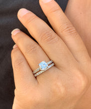 Load image into Gallery viewer, 14k White Gold Cushion Cut Moissanite and Diamond Engagement Ring And Band Bridal Wedding Halo Natural Diamonds 1.90ct