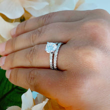 Load image into Gallery viewer, GIA/IGI Certified 14k Solid White Gold Cushion And Round Cut Diamond Engagement Ring And Band Art Deco Halo Wedding Bridal Set 2.10ctw