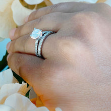 Load image into Gallery viewer, 14k White Gold Cushion Cut Forever One Moissanite and Diamond Engagement Ring And Band Bridal Wedding Halo Natural Diamonds 1.90ct