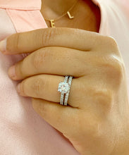 Load image into Gallery viewer, 14k White Gold Cushion Cut Moissanite and Diamond Engagement Ring And Band Bridal Wedding Halo Natural Diamonds 1.90ct