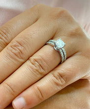 Load image into Gallery viewer, 14k White Gold Cushion Cut Forever One Moissanite and Diamond Engagement Ring And Band Bridal Wedding Halo Natural Diamonds 1.90ct
