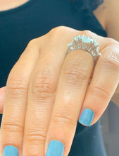 Load image into Gallery viewer, GIA/IGI Certified 14k Solid White Gold Round Cut And Baguettes Cut Diamond Engagement Ring Antique Deco 2.70ctw