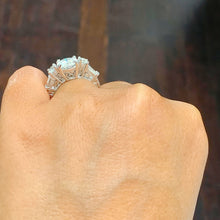 Load image into Gallery viewer, GIA/IGI Certified 14k Solid White Gold Round Cut And Baguettes Cut Diamond Engagement Ring Antique Deco 2.70ctw