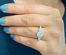 Load image into Gallery viewer, GIA/IGI Certified 14k Solid White Gold Round Cut And Baguettes Cut Diamond Engagement Ring Antique Deco 2.70ctw