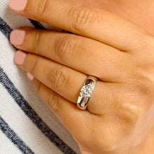 Load image into Gallery viewer, 14k White Gold Round Cut Forever One Moissanite Engagement Ring Semi Bezel Set, Bridal, Wedding 0.90ct