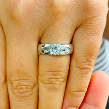 Load image into Gallery viewer, GIA/IGI Certified 14k Solid Heavy White Gold Round Cut Diamond Semi Bezel Engagement Ring Wedding 0.75ct F-VS2