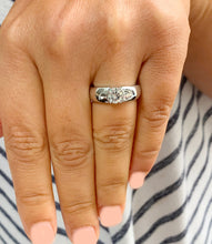 Load image into Gallery viewer, Lady's 14K Solid White Gold Round Cut Moissanite Semi Bezel Set Engagement Ring, Anniversary, Wedding, Bridal 0.90ct