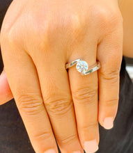 Load image into Gallery viewer, 14k White Gold Round Cut Forever One Moissanite Engagement Ring Tension Set, Propose, Anniversary, Large, Elegant Solitaire 1.20ctw