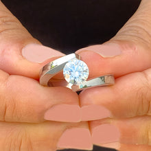 Load image into Gallery viewer, GIA/IGI Certified 14k Solid And Heavy White Gold Round Cut Engagement Ring Tension Set Elegant Solitaire 1.00ctw F-VS2