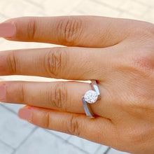 Load image into Gallery viewer, 14k White Gold Round Cut Forever One Moissanite Engagement Ring Tension Set, Propose, Anniversary, Large, Elegant Solitaire 1.20ctw