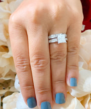 Load image into Gallery viewer, GIA/IGI Certified 14k Solid White Gold Princess Cut Diamond Engagement Ring And Band, Wedding Bridal Set 3.50ctw F-VS2