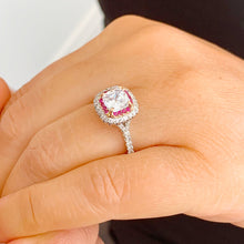 Load image into Gallery viewer, GIA/IGI Certified 2.20Ctw Women's 14k Solid White Gold Cushion Cut Diamond And Ruby Engagement Ring Bridal Wedding Halo F-VS2