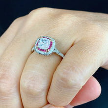 Load image into Gallery viewer, GIA/IGI Certified 2.20Ctw Women's 14k Solid White Gold Cushion Cut Diamond And Ruby Engagement Ring Bridal Wedding Halo F-VS2